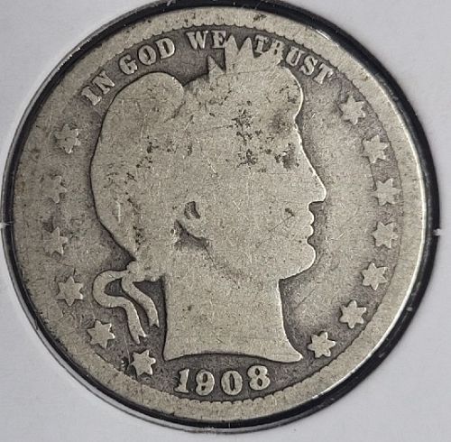 1908-D Barber Silver Quarter G04 #0497
