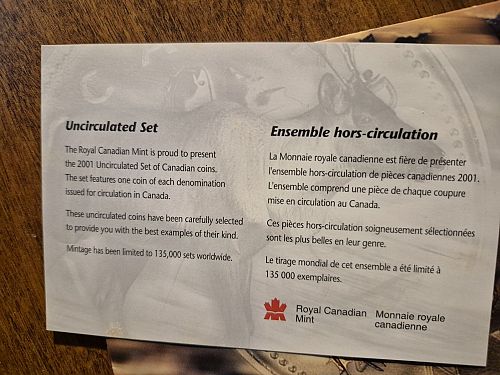 2001 Canada Uncirculated Mint Set