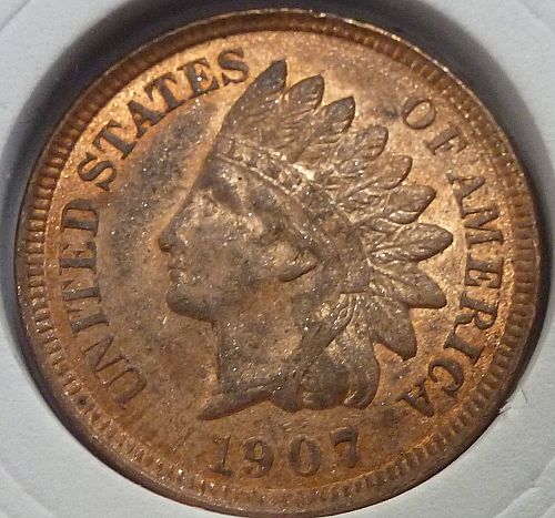 1907 ABOUT UN-CIRCULATED  Indian Cent Grades ( 202)