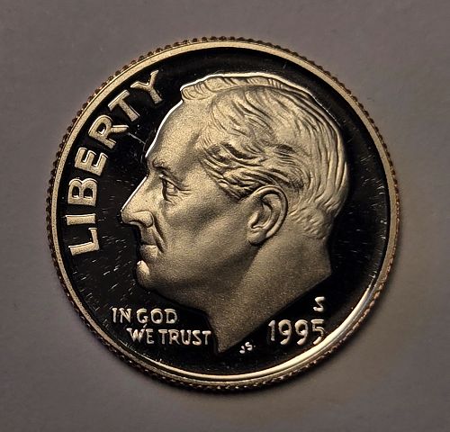 1995-S Clad Roosevelt Dime Proof-64 (Near Gem) Full Bands