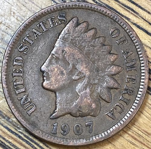 1907  FINE Indian penny