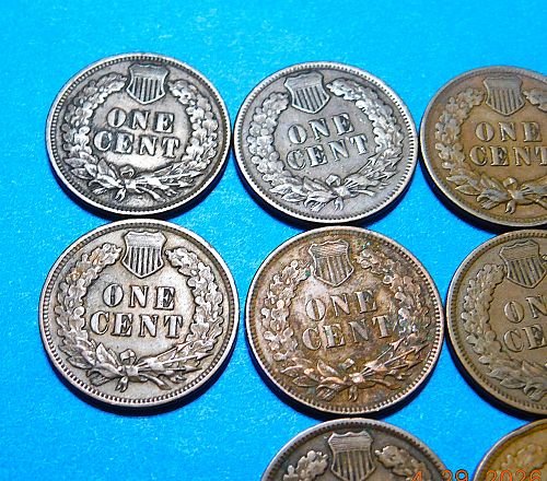 Lot of (10) Different Indian Head Cents, 1900's