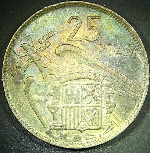 Spain 1957 25 Pesetas Coin Francisco Franco KM# 787 Copper-Nickel World Coin