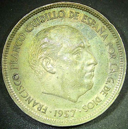 Spain 1957 25 Pesetas Coin Francisco Franco KM# 787 Copper-Nickel World Coin