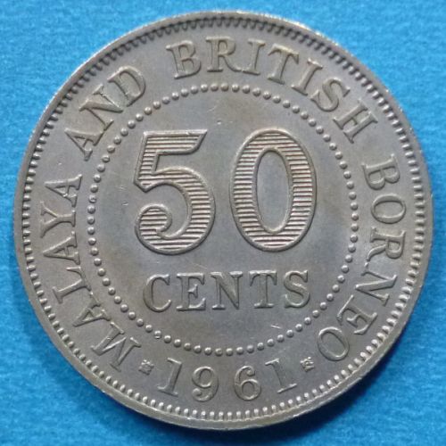 Malaya and British Borneo 50 Cents 1961 KM# 4.1