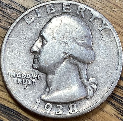 1938S Washington quarter In FINE condition