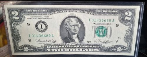 9 Consecutive Serial Numbers 1976 2 Dollar Notes Uncirculated Minneapolis Key  Note