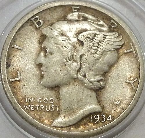 1934-P  XF  Mercury Dime EXTRA FINE ( 40-V)