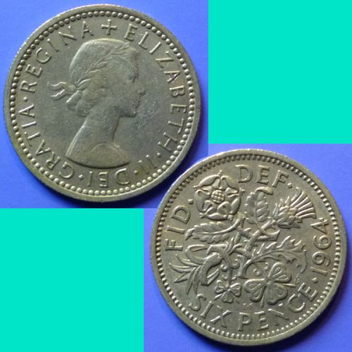 UK Great Britain 6 Pence dated 1964 QEII KM# 903