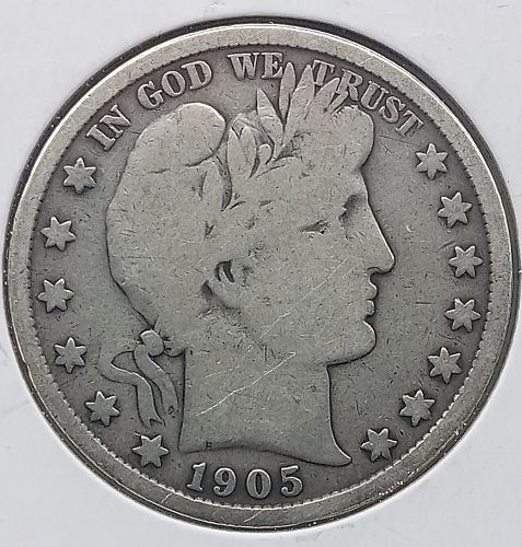 1905 S Barber Half Dollar &bull; .900 Silver &bull; VG