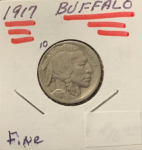 1917-P BUFFALO NICKEL FINE COND BIN 5.00