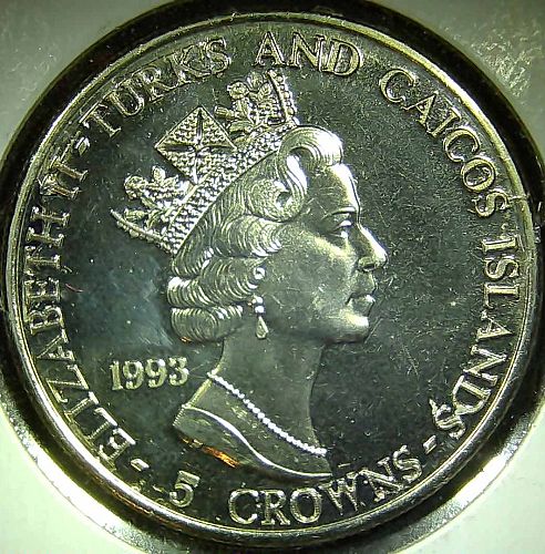 1993 Turks & Caicos 5 Crowns 1994 FIFA World Cup USA Trophy PROOF World Coin KM#94a