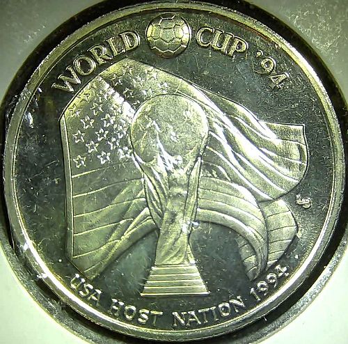 1993 Turks & Caicos 5 Crowns 1994 FIFA World Cup USA Trophy PROOF World Coin KM#94a