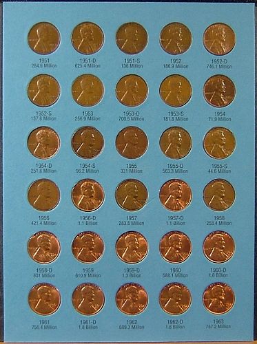 1941-1974S Lincoln Cents Collection in Whitman Folder #9030 + 3 Varieties = 90 Coins