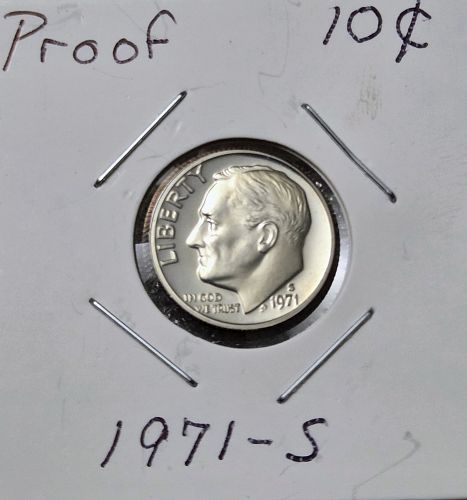 1968-1973 (S) Proof Roosevelt Dimes, 6 Ten-Cents Uncirculad US Coins, Consecutive 10c