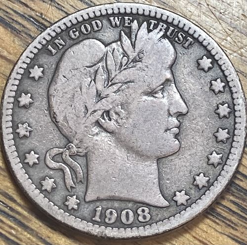 1908D barber quarter dollar in FINE condition good looking coin