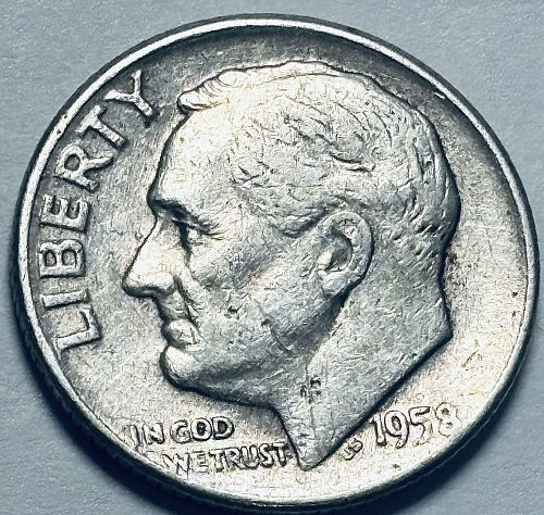 1958 D Roosevelt Dimes