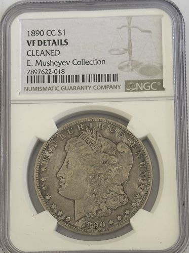 1890 CC Morgan Dollars NGC VF Details Cleaned