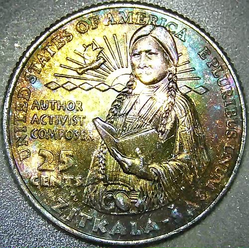 2024 P Zitkala-Sa American Women Quarter Woodstock Toned Rainbow