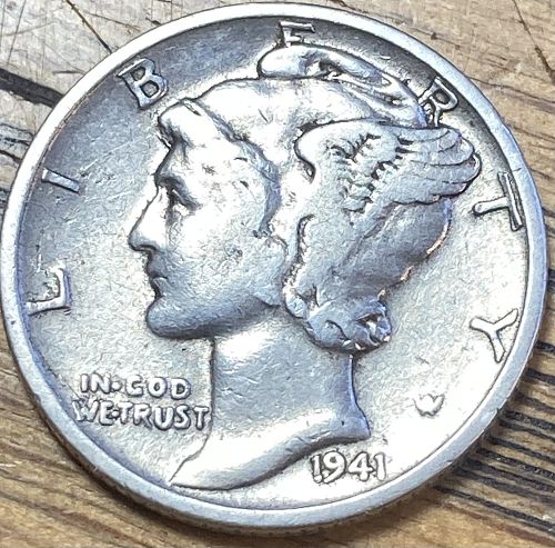 1941 mercury dime in VERY FINE condition