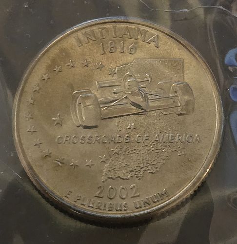 2002-P Indiana State Quarter - BU in Original Mint Cello (S54)