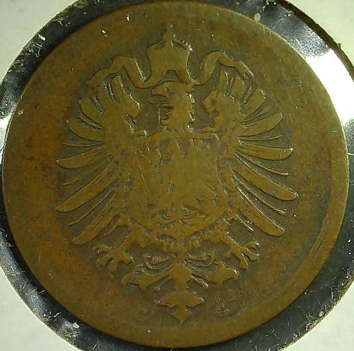 1875-G Germany 1 Pfennig German Empire Karlsruhe Mint KM#1 Imperial Eagle Scarce
