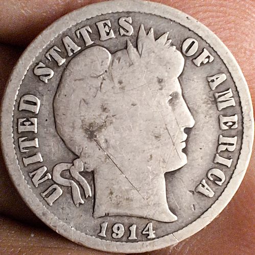 Barber Dime 1914 VG-8