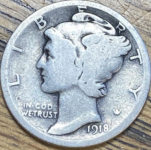 1918S mercury dime in ALMOST GOOD condition