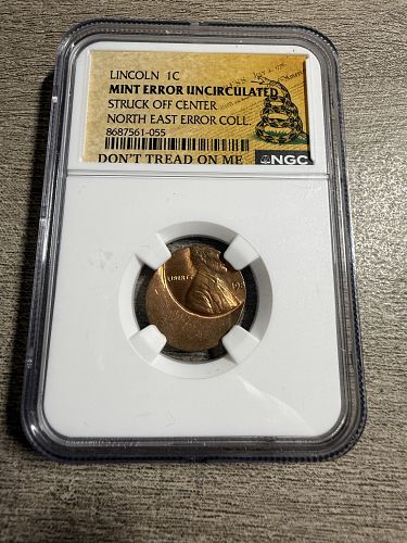 Lincoln Penny 1c Mint Error Uncirculated Struck Off Center NGC Graded Lincoln