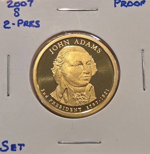 2007-S Proof #2 John Adams Presidential Dollar APD2