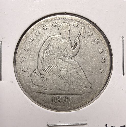 1861 Liberty Seated Half Dollar, Nicely Circulated (17492)