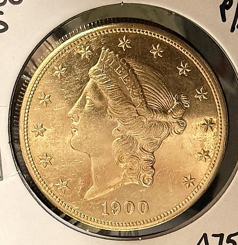 1900-S $20 Double Eagle Liberty Goid Coin Choice Uncirculated P/L (20895)