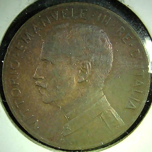 1909 Italy 2 Centesimi Copper Coin King Vittorio Emanuele III Prora Ship XF