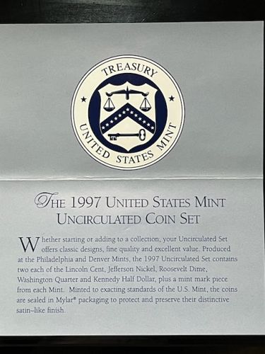 1997 P&D Uncirculated Mint Set - 10 Coins In Original Packaging