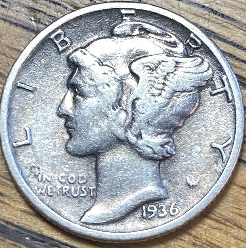 1936 mercury dime in VERY FINE condition