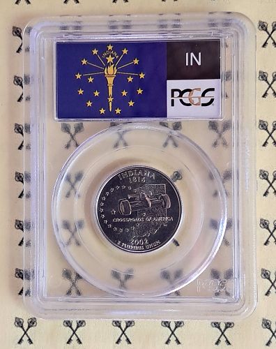 2002 Indiana Quarter PCGS MS 68 Flag Label with FREE 1/4 GOLDBACK*