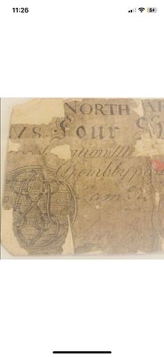 Rare 1754 Continental Currency-Only 30 Known Exist Of 4 Shillings North Carolina