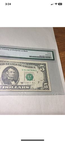 Major Error Serial Number & Reserve Seal On Back Of Note- PMG 1988 $5 Offset Printing