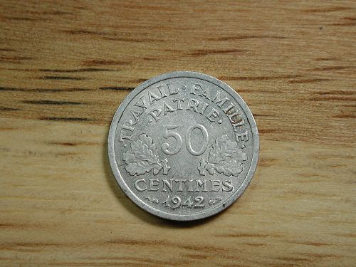 1942 France 50 Centimes NICE !