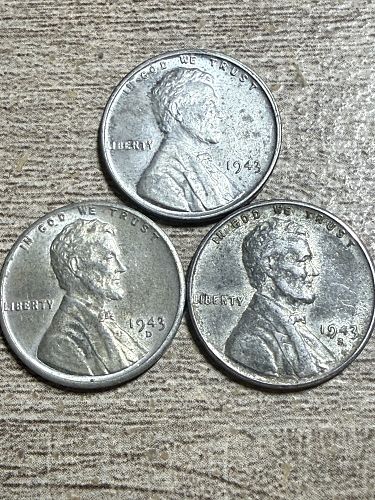 1943 P-D-S Lincoln Steel Pennies