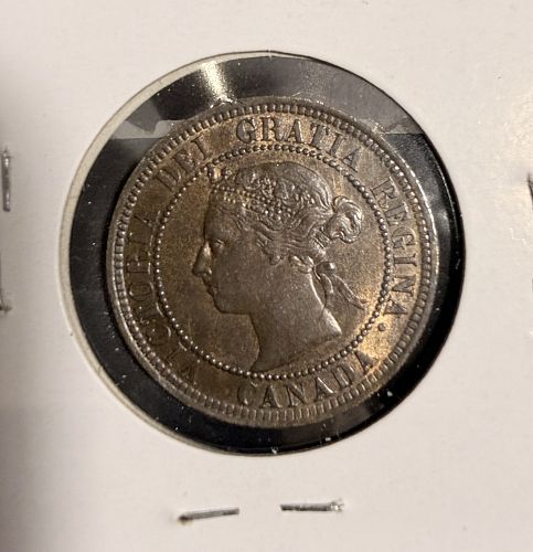 1891 S.D  L-L Canadian Victoria Large Cent, MS60+BN (19568)