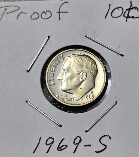 1968-1973 (S) Proof Roosevelt Dimes, 6 Ten-Cents Uncirculad US Coins, Consecutive 10c