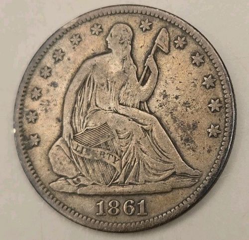 1861 Seated Liberty Silver Half Dollar 50C - Philadelphia Mint ***VF***
