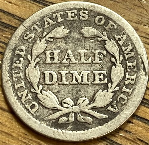 1852 half dime in FINE condition