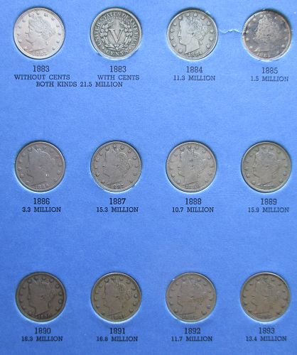Complete 1883-1912 Liberty Head V Nickel 33 Coin Set ~ G-AU ~ Free Shipping