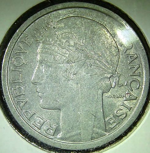 1948 B France 1 Franc Aluminum Coin Morlon Fourth Republic Scarce Key Date KM# 885a.2