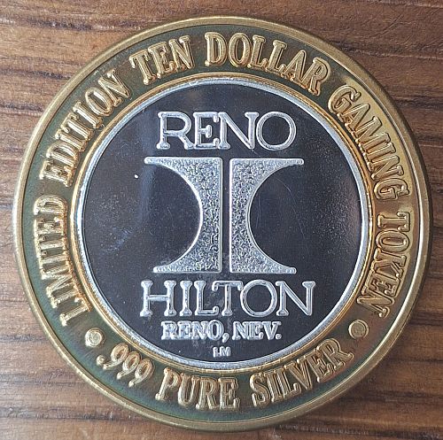 Reno Hilton Silver $10 Gaming token