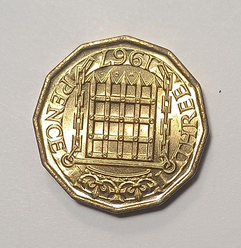 1967 Great Britain 3 Pence BU KM-900