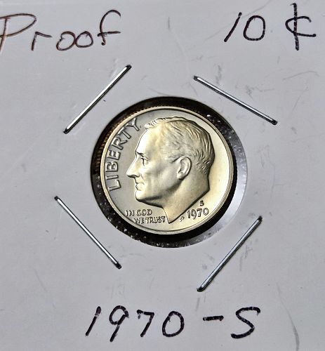1968-1973 (S) Proof Roosevelt Dimes, 6 Ten-Cents Uncirculad US Coins, Consecutive 10c