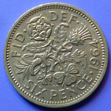 UK Great Britain 6 Pence dated 1964 QEII KM# 903